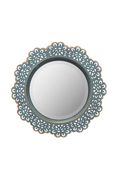 Generic مرآة حائط دائرية مزخرفة من المعدن من ستونبراير، 12.5 بوصة، فيروزي