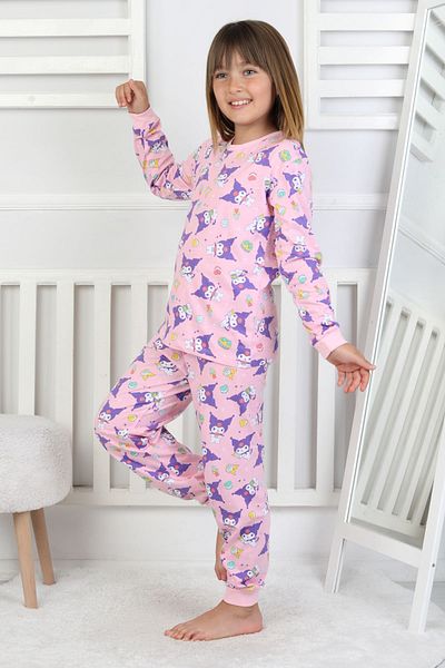 ZUZUNGA Kuromi Patterned Pink Girl's Pajama Set
