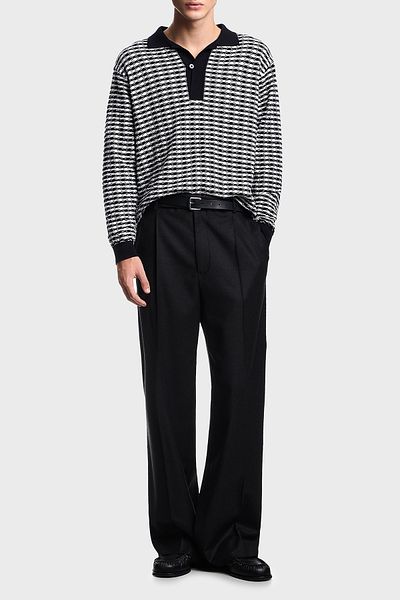 Emporio Armani Wool Blend Regular Fit Button Polo Neck Sweater Men's Sweatshirt Em003518 Af19833 F0015