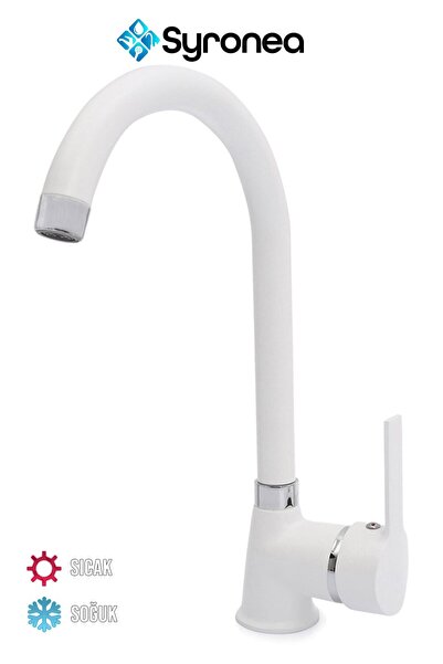 VSA Mat Beyaz Delta Mutfak Eviye Bataryası Aç Kapa Sıcak Ve Soğuk Su Girişli ...