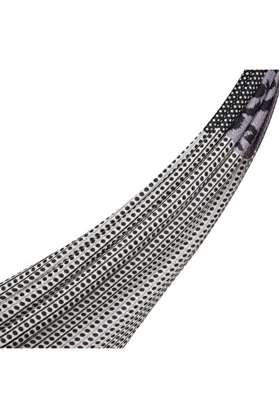 ipekevi Şal de mătase din lână cu model optic cu buline Model 01