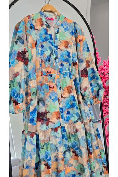 PREMİER VİE Testture Lilyum Fabric Flowered Summer Dress