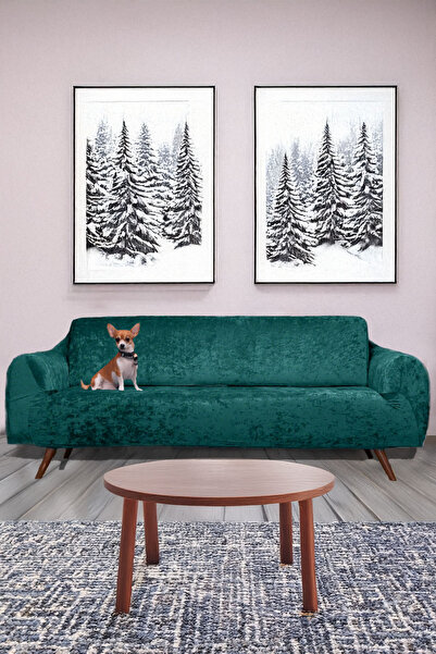 sabirehome Semi-Glossy Velvet 3 Seater Sofa Cover Elastic Stretchy Sofa Bed C...