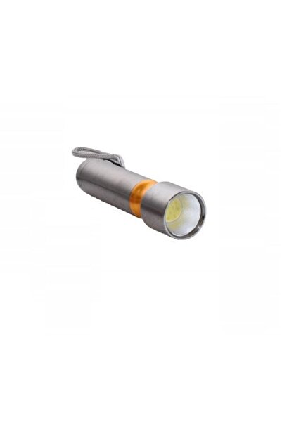 SOHO Mini Metal Flashlight with LED COB, Battery-powered 3x R3, 11.5 x 3 cm, Silver-yellow