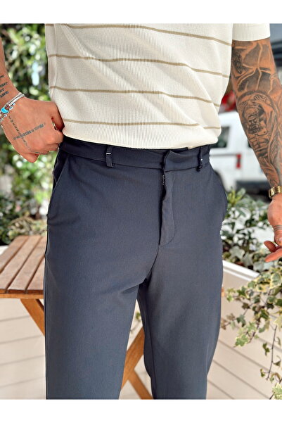 manch collection Basic Gizli Düğme Duble Paça Pantolon Lacivert