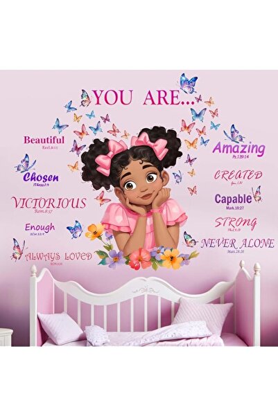 Generic ملصقات حائط غرفة النوم للفتيات ذوات البشرة السمراء: جدار ملهم بتصميم ...