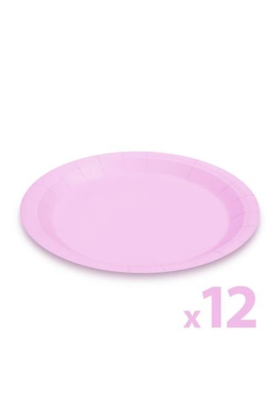CLICK Set Farfurii Roz Din Hartie 23 Cm 12 Buc. /pachet