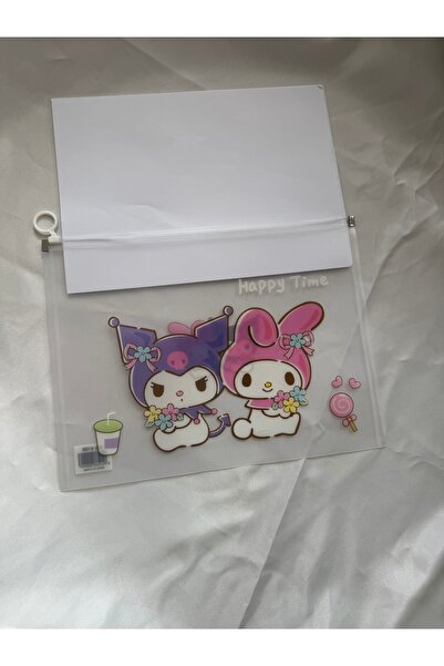 facnspt Kuromi & My Melody Patterned Transparent Zipper File Bag