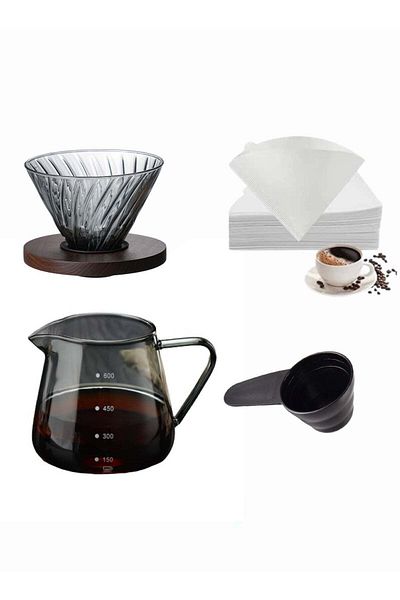 ماركة غير محددة V60 Drip Coffee Brewing Kit 4-Piece Drip Coffee Maker Set