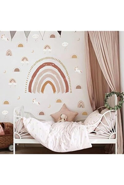 Generic ملصقات حائط كبيرة الحجم من BPA بتصميم قوس قزح بوهو قابلة للتقشير والل...