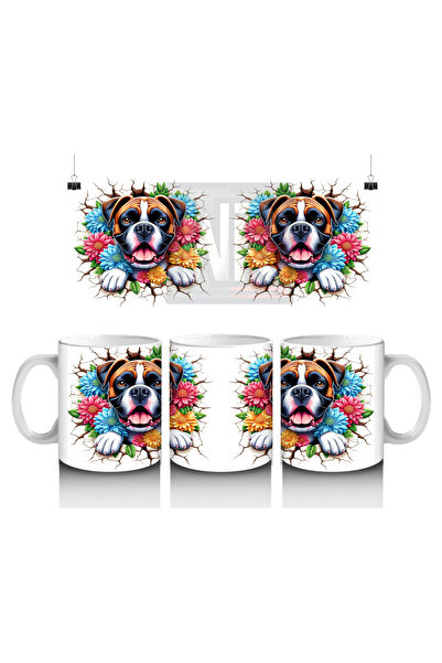 Luluyen تميمة كلب لطيفة في إطار زهور - كوب قهوة مطبوع