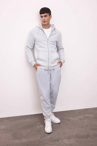 DeFacto Regular Fit Pocketed Waist Lace-Up Elastic Leg Gray Men's Trousers B6155Ax/Gr184