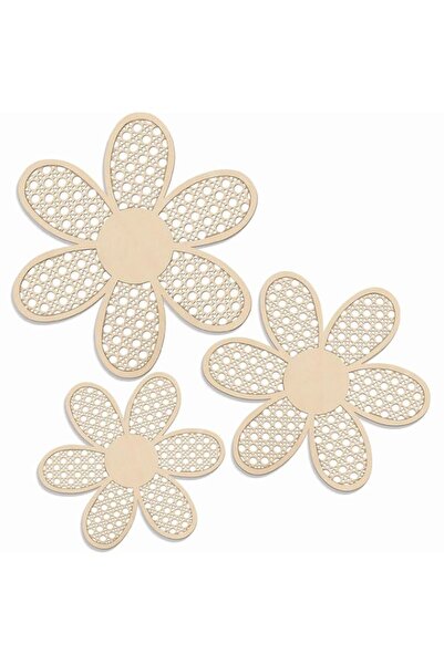 Generic Brand 3 Pieces Boho Daisy Wall Decor Natural Rattan Flower Wall Hangi...