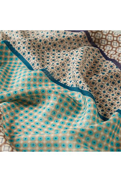 ipekevi Coffee Oil Tile Patterned Wool Silk Shawl