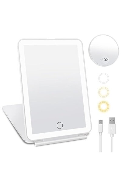 Generic مرآة مكياج مزودة بإضاءة، مرآة مكياج قابلة لإعادة الشحن بقوة 2000 مللي...