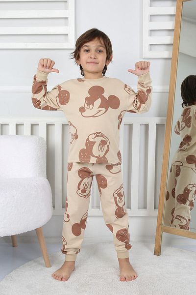 ZUZUNGA Cute Michey Cartoon Faces Patterned Boys' Pajama Set