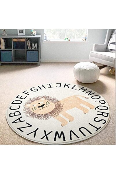 Generic Poowe Cute Lion ABC Kids Play Mat Baby Nursery Rugs Round Educational Alphabet Soft Area Rug Non Sl