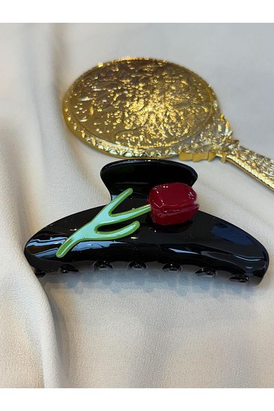 yucelique Red rose design luxury bone clothespin buckle