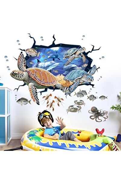 Generic Brand Sea Turtle Wall Stickers for Kids: Peel and Stick Under The Sea...