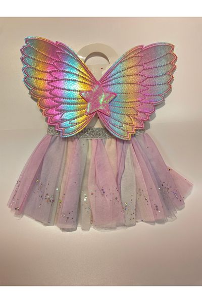 La She Accessories Mid-Length Tutu Skirt with Starry Angel Wing Detail at the Waist and Elasticated Wings