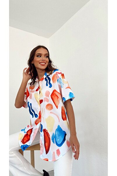 Rublays Women's Loose Patterned Apaj Collar Shirt