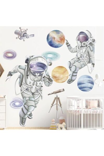Generic Large Astronaut Wall Stickers, Cartoon Spaceman and Outer Planet Deca...