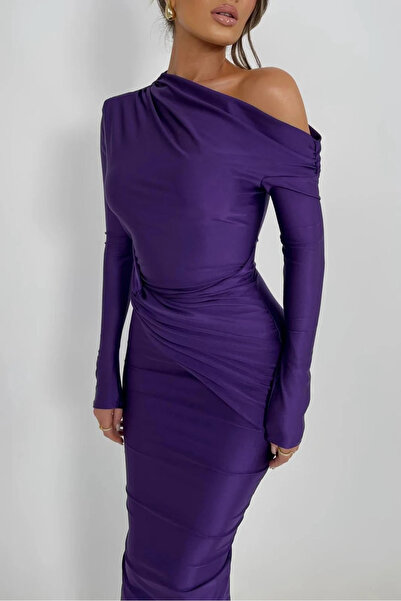 AFİTAP فستان ماكسي بكتف واحد