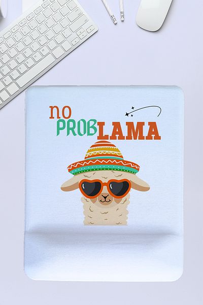 qoeuyl boutique No Problem-Lama Printed Funny Gift Oval/Rectangular Mousepad with Wrist Support