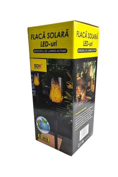 SDX Market Torch type garden lamp imitating flame with solar panel, IP65, light sensor, 59 cm