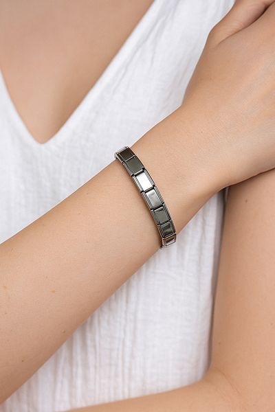Bijuty Italian Style Stainless Steel Silver Color Unisex Bracelet - Adjustable Flexible Structure