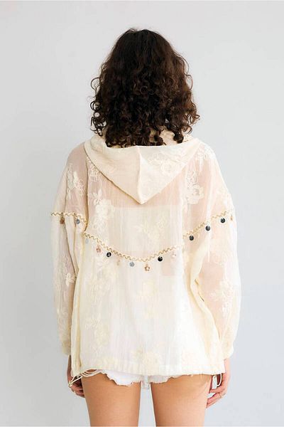 Suzi Embroidery and Bead Detail Hooded Zipper Jacket M38929