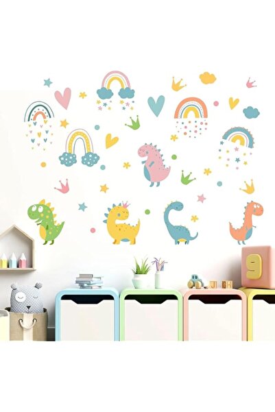 Generic ملصقات حائط بألوان قوس قزح، ملصقات حائط على شكل ديناصور بألوان مائية،...