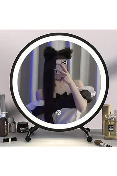 Generic Desktop LED makeup mirror Makeup mirror table type mirror brightness adjustable three-color lightin