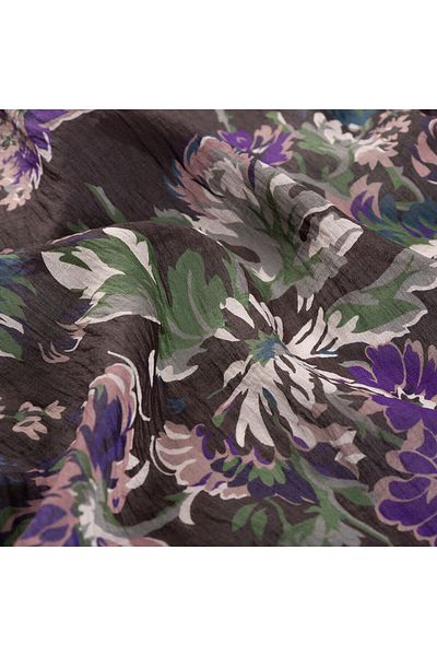 ipekevi Coffee Green Chrysanthemum Patterned Scarf