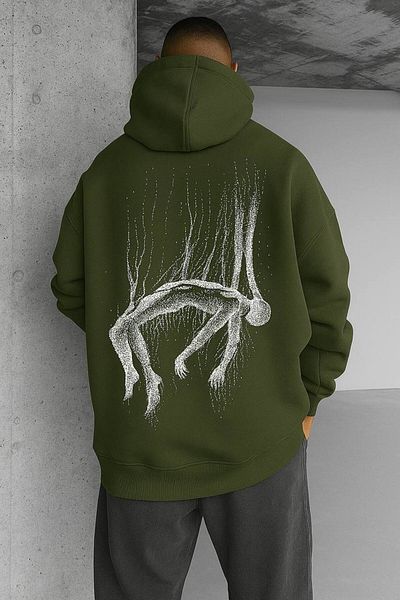 CLASSY.MODA Oversize Hooded Sweatshirt – Abstract Art Pattern on the Back
