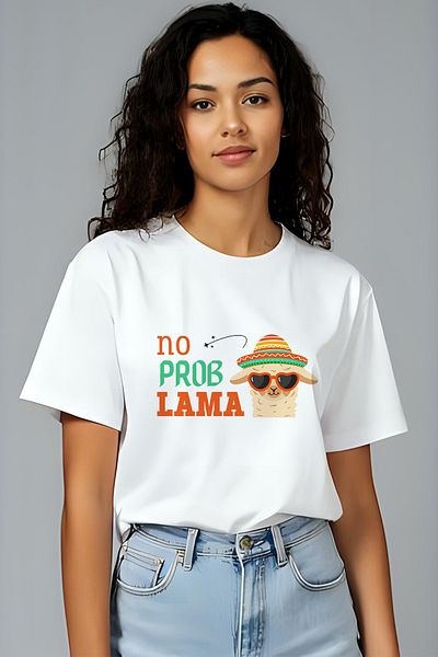 giftkonsept No Problem-Lama Printed Funny Gift Regular Fit 100% Cotton Unisex T-Shirt