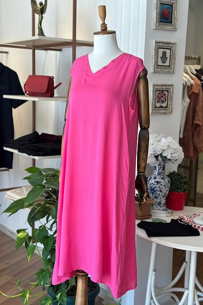 Unique Boutique Pink Zero Sleeve Cotton Viscose Fabric Plus Size Dress