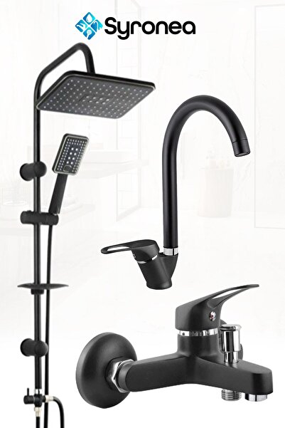 VSA Özel Robot Yağmurlama Siyah Tepe Duş Seti Banyo Lavabo Batarya Musluk Set