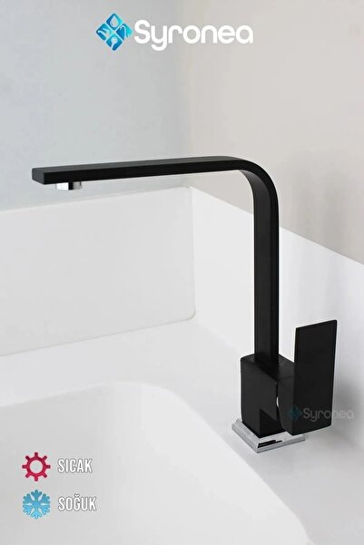 VSA Siyah Kuğu Kare Mutfak Evye Bataryası 360 Derece Döner Boru Garantili Sıc...