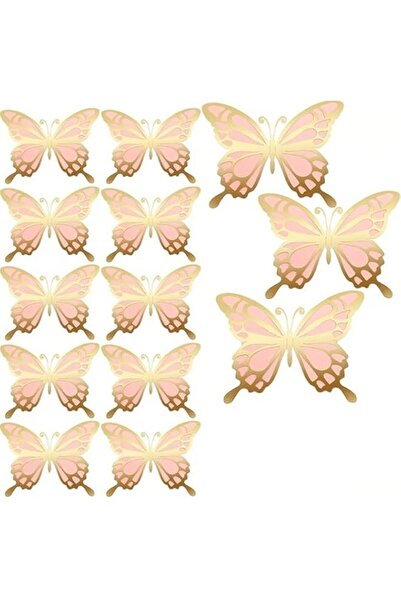 Generic تزوييق، 14 قطعة من زينة حفلات الفراشات الورقية الكبيرة ثلاثية الأبعاد...