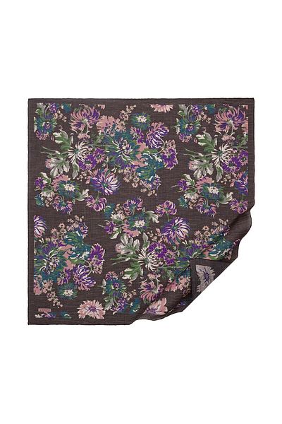 ipekevi Coffee Green Chrysanthemum Patterned Scarf