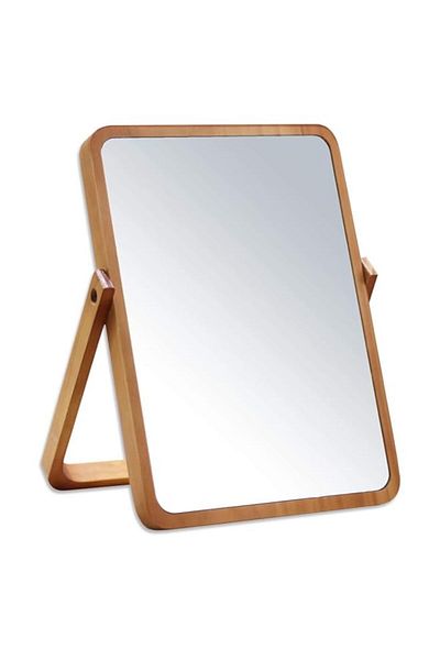 Generic Aputue Makeup Mirror, Wooden Tabletop Vanity Mirror with 360° Swivel Stand, High-Definition True Mi
