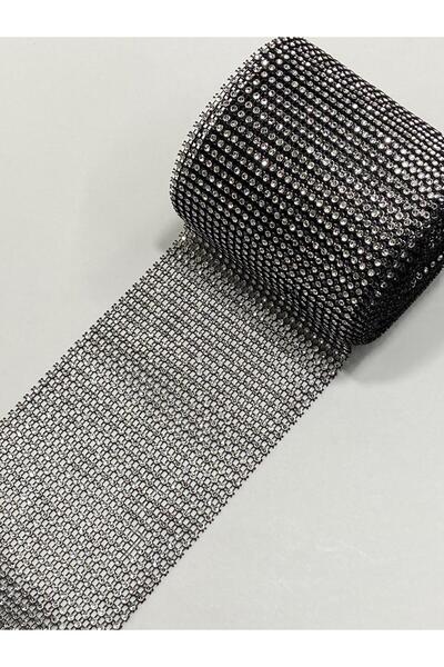 karantuhafiye شريط بلاستيك لامع / 24 صف / 1 متر أسود فضي