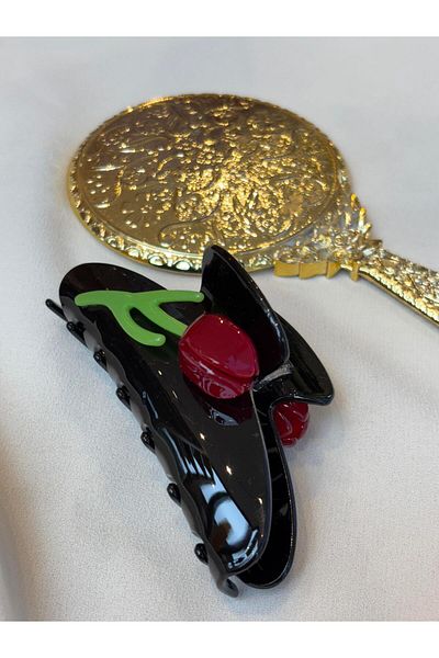 yucelique Red rose design luxury bone clothespin buckle