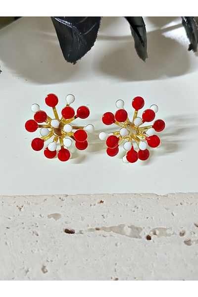 mos&more 4 Pairs / Color Enamel Gold Earring Set