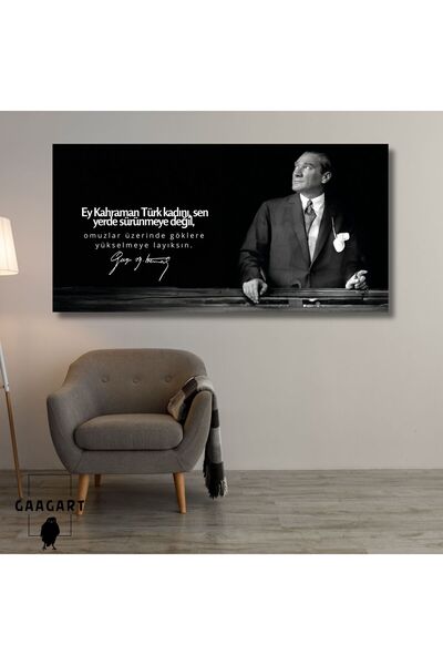 GAAGART Panoramik Kanvas Makam Panosu Atatürk Sözleri Kahraman Türk Kadını