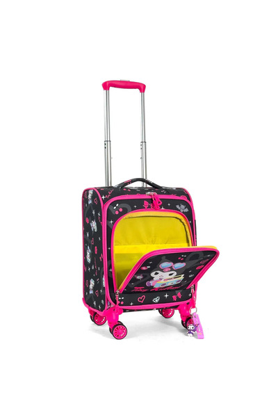 Esbuik YENİ SEZON LÜX KUMAŞ KUROMİ DESENLİ 4 TEKERLEKLİ ÇEKÇEKLİ KABİN BOY ÇOCUK VALİZİ&BAVUL