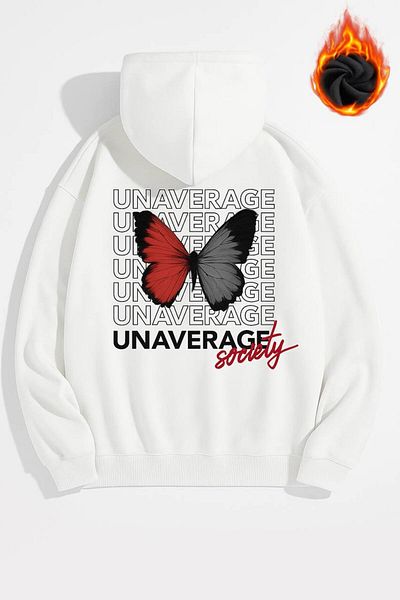 CLASSY.MODA Oversize Hooded Sweatshirt – Butterfly and Text Printed