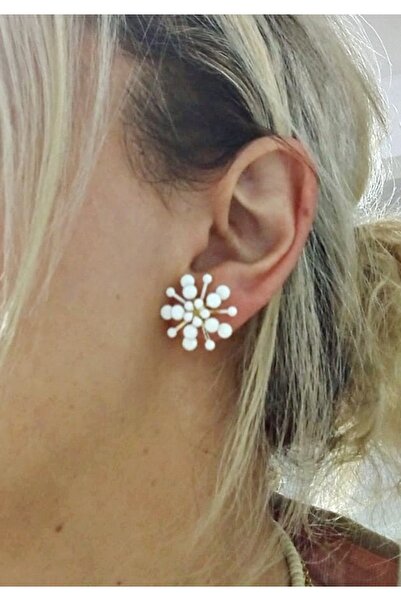 mos&more White Enamel Gold Earrings