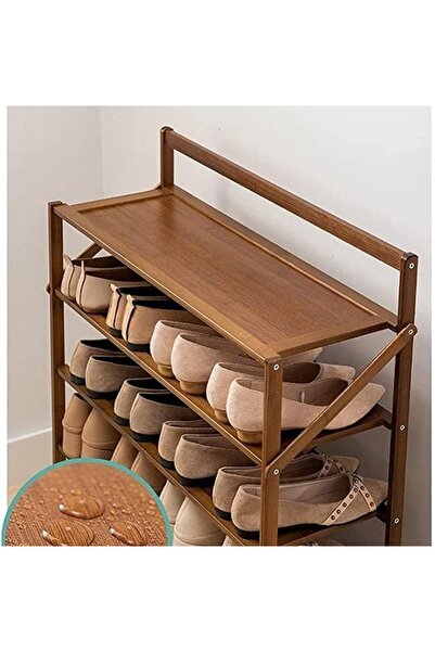 Generic Foldable Natural Bamboo Shoe Rack – Slim Space-Saving Shoe Organizer Shelf for Entryway, Small Sto